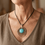 COLLIER CLASSIQUE NOIR CIRE CORDON TURQUOISE PIERRE LONG