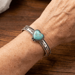 BRACELET WESTERN CŒUR FORME TURQUOISE PIERRE DÉCOR MANCHETTE BRACELET