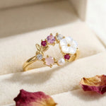 Elegant Flower Faux Pearl Micro Inlaid Zirconia Butterfly Ring