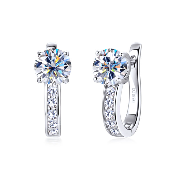 Channel Moissanite Huggie Earrings - Gold