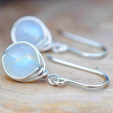 BOUCLES PENDANTES PIERRE DE LUNE | ARGENT
