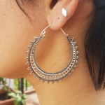BOUCLE D'OREILLE VINTAGE MANDALA ARGENT