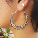 BOUCLE D'OREILLE VINTAGE MANDALA ARGENT