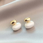 BOUCLES D'OREILLES OVALE PERLE | OR