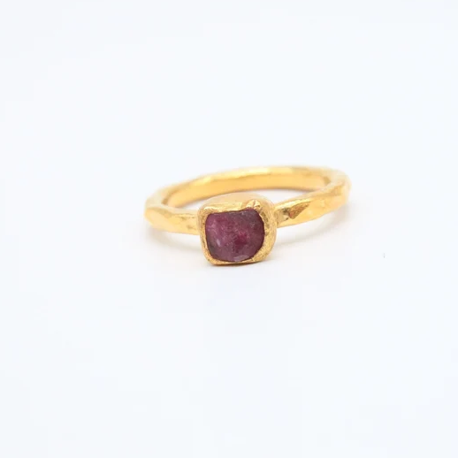 BAGUE VINTAGE ROUGE CRISTAL DORÉ