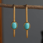 BOUCLES D'OREILLES ÉLÉGANT DORÉ TURQUOISE PIERRE