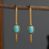 BOUCLES D'OREILLES ÉLÉGANT DORÉ TURQUOISE PIERRE