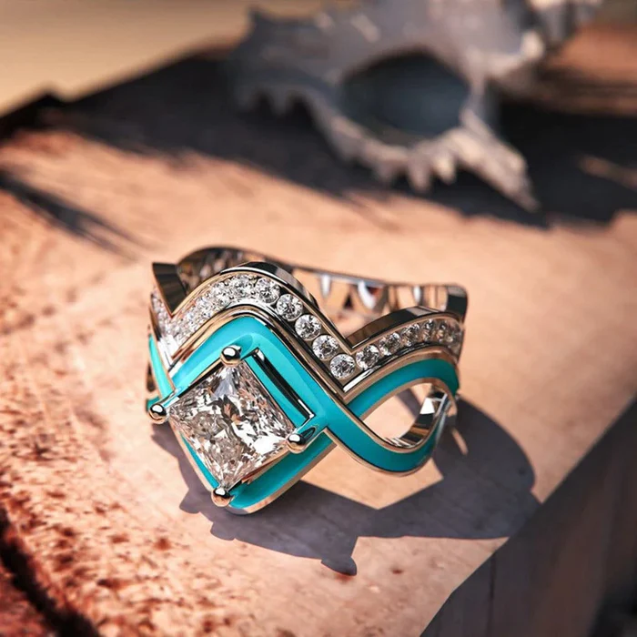 BAGUE VINTAGE TURQUOISE ZIRCONE