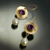 BOUCLES D'OREILLES PERLE VIOLET ZIRCONE