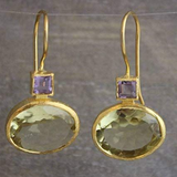 BOUCLES D'OREILLES VINTAGE VERT CRISTAL | OR