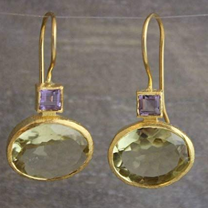 BOUCLES D'OREILLES VINTAGE VERT CRISTAL | OR