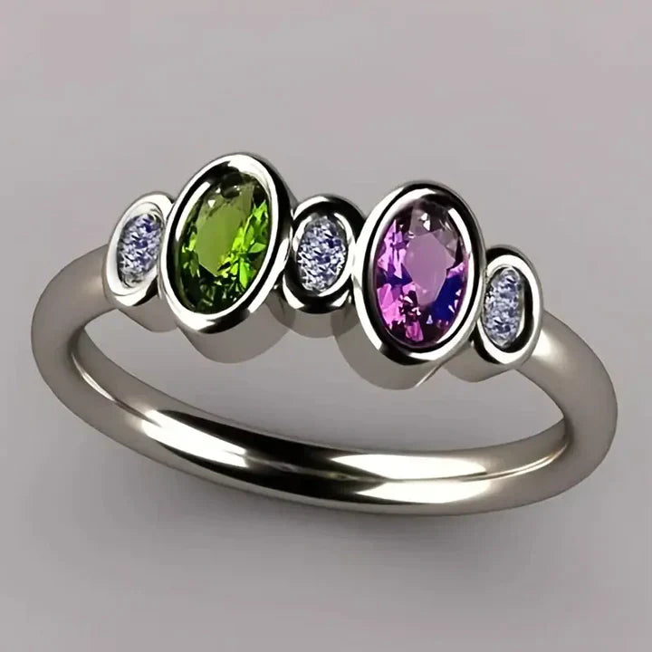 BAGUE VIOLET OLIVE INCRUSTÉ VINTAGE