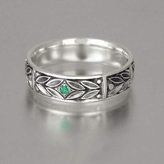 BAGUE VINTAGE ARGENT VERT