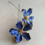BOUCLES D'OREILLES VINTAGE BLEU FLORAL