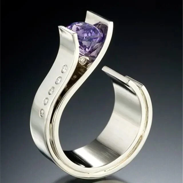 BAGUE VINTAGE VIOLET CRISTAL | ARGENT