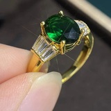 BAGUE VINTAGE VERT ZIRCONE OR