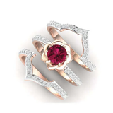 ENSEMBLE VINTAGE ZIRCONE ROUGE CRISTAL BAGUE