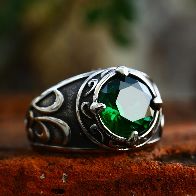 BAGUE VINTAGE VERT INCRUSTÉ CRISTAL