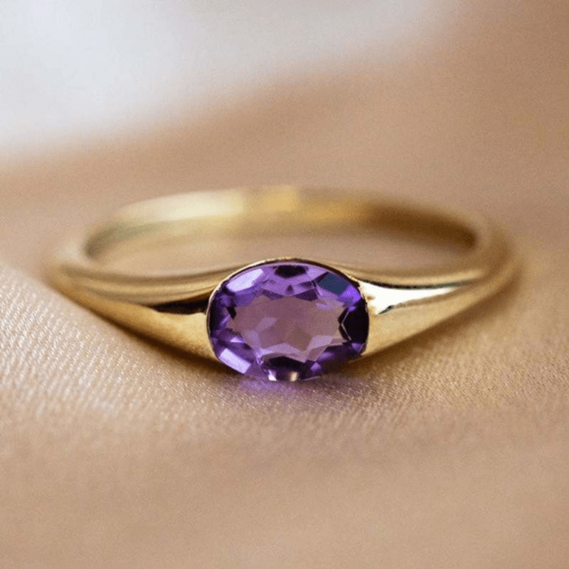 BAGUE VINTAGE VIOLET CRISTAL OR
