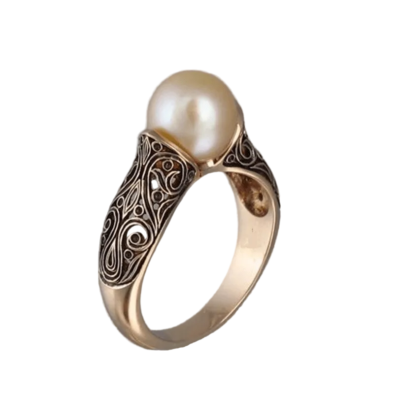 Vintage Pearl Golden Ring