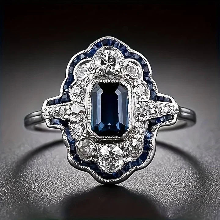 VINTAGE BLEU BAGUE CRISTAL | ARGENT