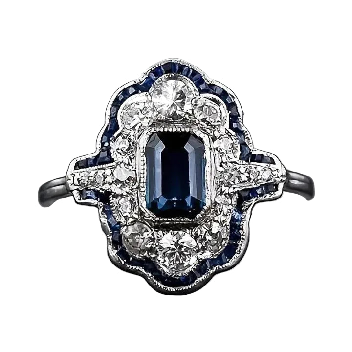 BAGUE VINTAGE BLEU CRISTAL | ARGENT