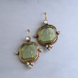 BOUCLES D'OREILLES VINTAGE VERT PERLE