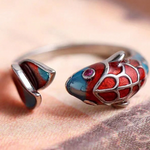 BAGUE VINTAGE ÉMAIL CARPE KOÏ POISSON