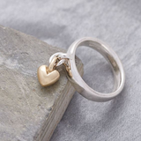 BAGUE VINTAGE PENDENTIF CŒUR ARGENT