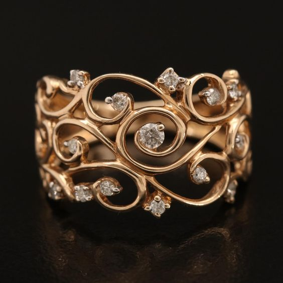 BAGUE VINTAGE LIERRE ZIRCONE