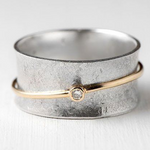 Vintage Gold Line Silver Ring