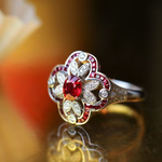 BAGUE VINTAGE ÉCLATANT ROUGE ZIRCONE