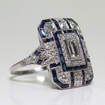BAGUE VINTAGE ÉCLATANT ARGENTETBLEU ZIRCONE
