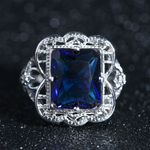 BAGUE VINTAGE BLEU ZIRCONE AJOURÉ ARGENT