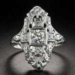 BAGUE VINTAGE ZIRCONE ARGENT