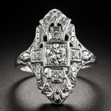 BAGUE VINTAGE ZIRCONE ARGENT