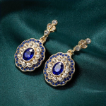 BOUCLES D'OREILLES VINTAGE BLEU CRISTAL | OR