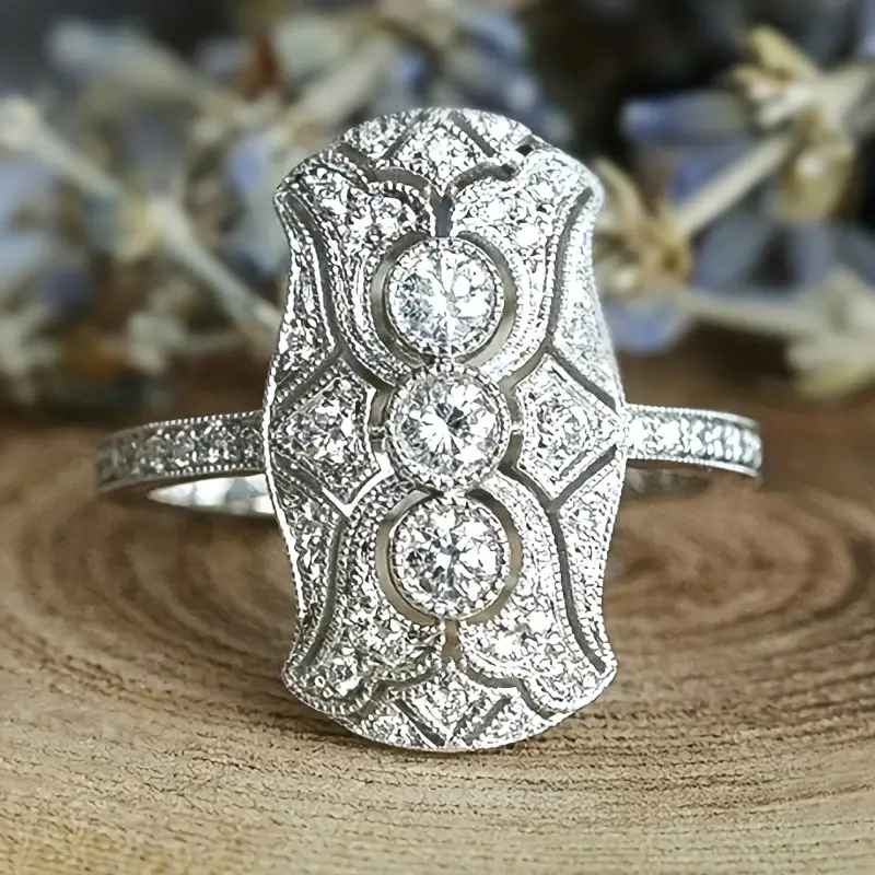 BAGUE VINTAGE BRILLANT ARGENT