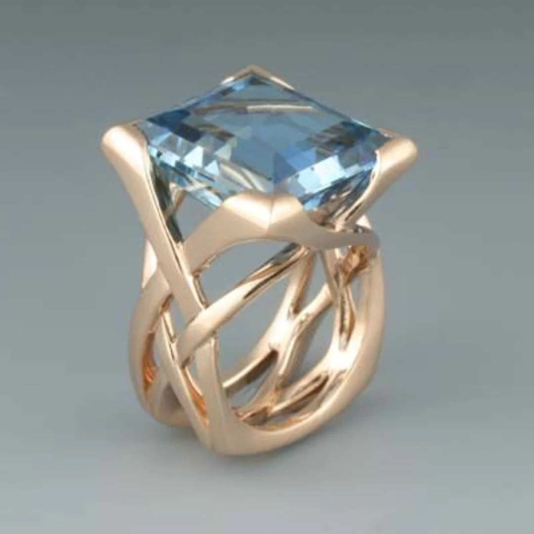BAGUE VINTAGE BLEU ZIRCONE | OR