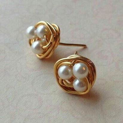 Boucles d'Oreilles Vintage Perle Nid