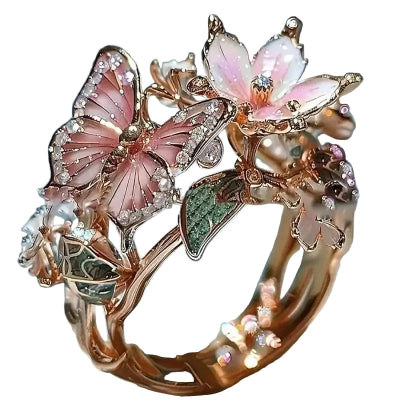 Nature Bright Butterfly Zirconia Ring