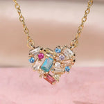 Colorful Gleam Heart Necklace | Gold