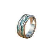 Turquoise Silvered Waves Ring