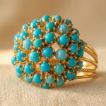 BAGUE VINTAGE TURQUOISE GRAPPE COCKTAIL