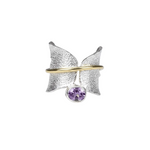 BUTTERFLY AMETHYST SILVER & GOLD RING