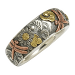 HANDMADE DRAGONFLY & SUNFLOWER VINTAGE SILVER RING