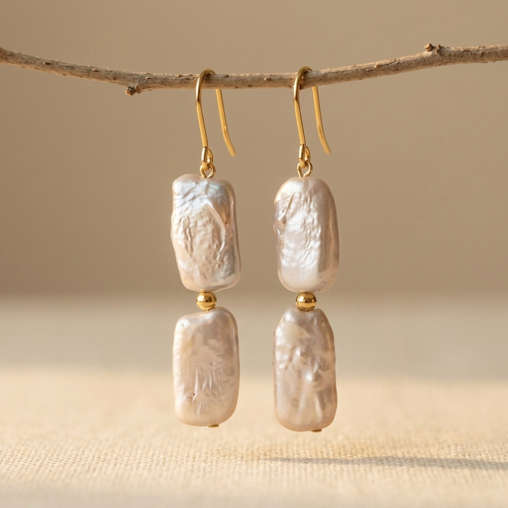 Boucles d'Oreilles Fait Main Baroque Perle Crochet