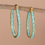 BOUCLES D'OREILLES EN FORME DE U CARRÉ SYNTHÉTIQUE TURQUOISE