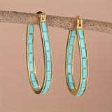 BOUCLES D'OREILLES EN FORME DE U CARRÉ SYNTHÉTIQUE TURQUOISE