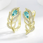 Bohemian Gold Design Turquoise Leaf Earrings